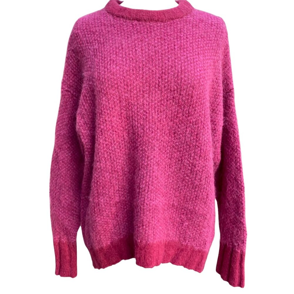 Banana Republic Italian Yarn Alpaca Blend Fuzzy Knit Sweater Pink Oversized M